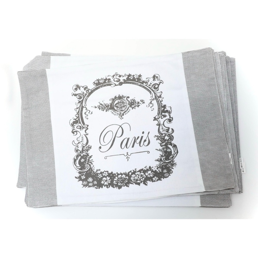 Set of 6 fabric placemats Vintage Paris print dinner serving home decor cottage
